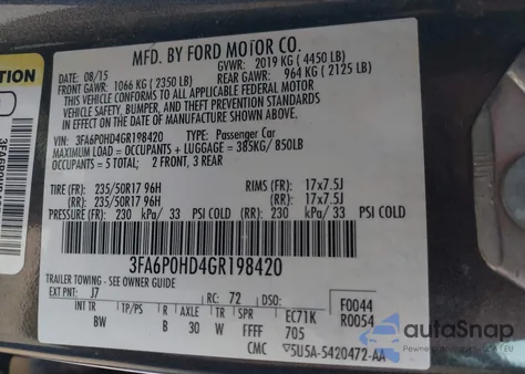 2016 Ford Fusion Se from USA, damaged, VIN 3FA6P0HD4GR198420